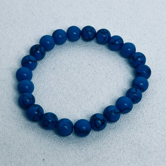 Set of 3 Faux Turquois Beaded Stretch Bracelets - Picture 3 of 4